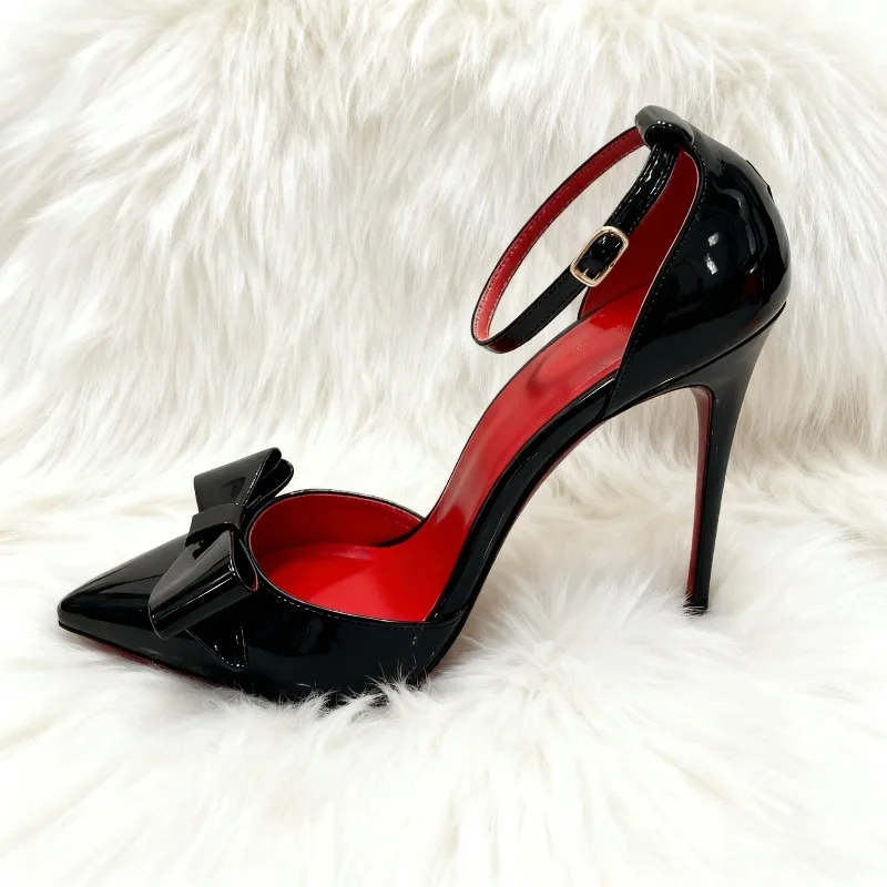 12cm pointed high heels for women, 2026 new sexy queen style slim heeled sandals with red lining, French socialite