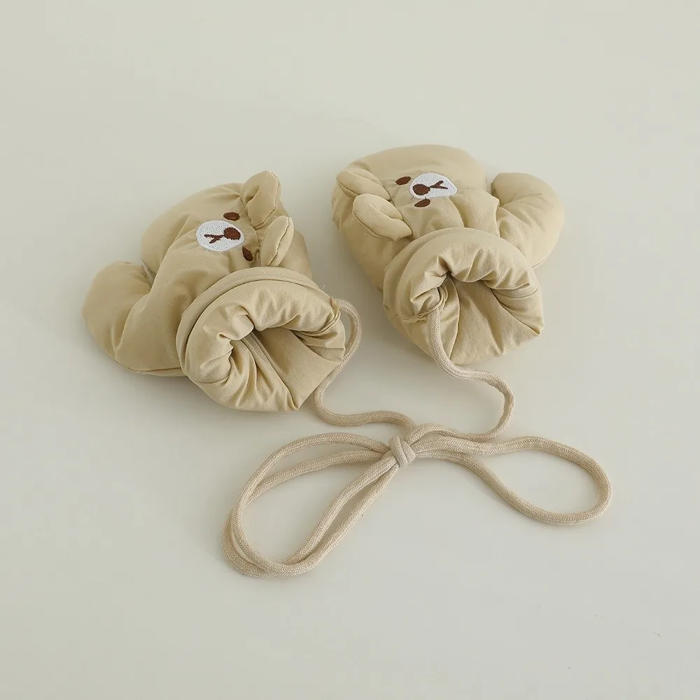 패션 귀여운 만화 곰 전체 손가락 장갑 두꺼운 방풍 따뜻한 장갑 방한 장갑 어린이