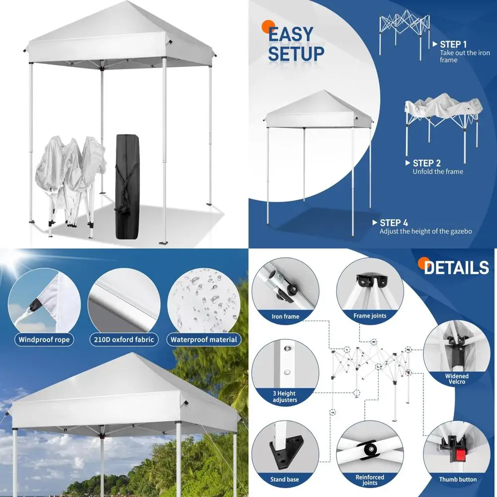 

Мгновенная уличная палатка с навесом и сумкой для переноски, укрытие EZ Up 5x5 для патио, балкона, крыльца, заднего двора