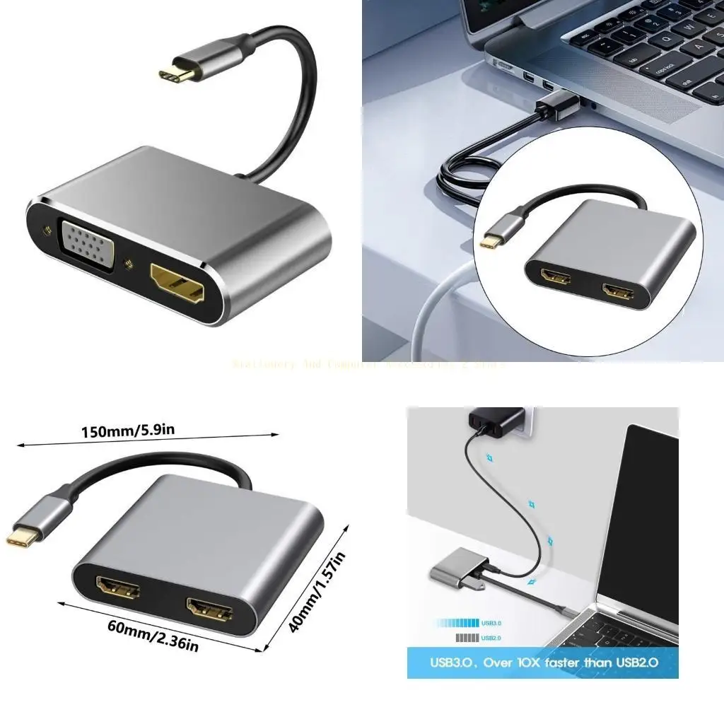 

High Power USB C Hubs with Two 4K@60Hz 30Hz Port for Laptop Connectivitys