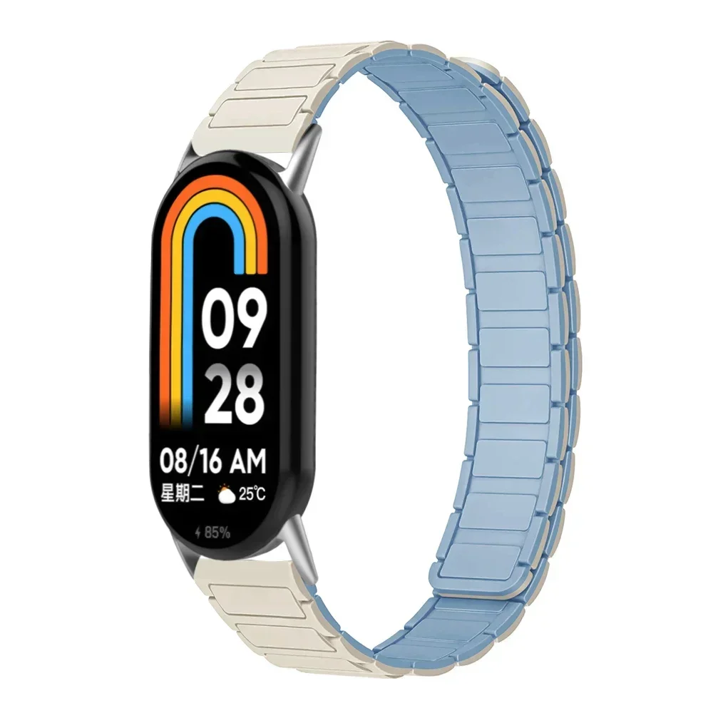 Correa magnética de silicona para Xiaomi Mi Band 8 9, pulsera deportiva para Xiaomi Watch Miband 8 9, accesorios, pulsera de caja de reloj