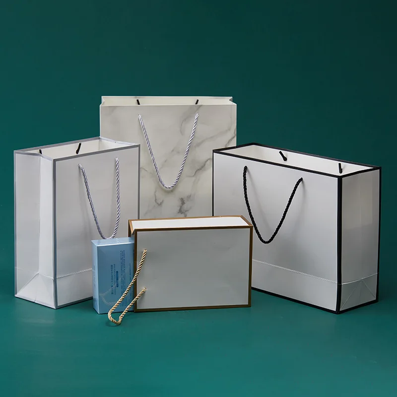 White Black Side Tote Bags Paper Bag Small Gift Bag Children Gift Bag Clothing Store Packing Bag Mid-Autumn Festival Gift Bag