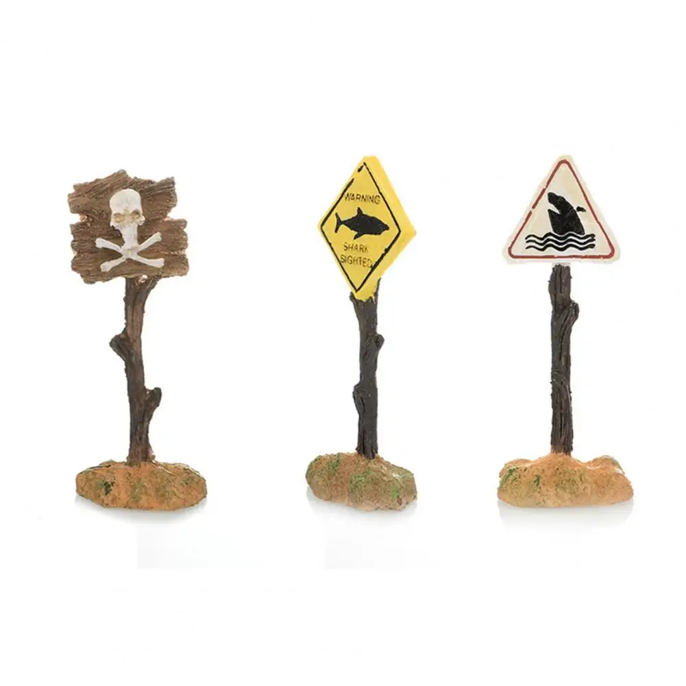 Cartoon Ornament Cartoon Warning Sign Aquarium Decoration Resin Landscaping Accessories for Fish Tank