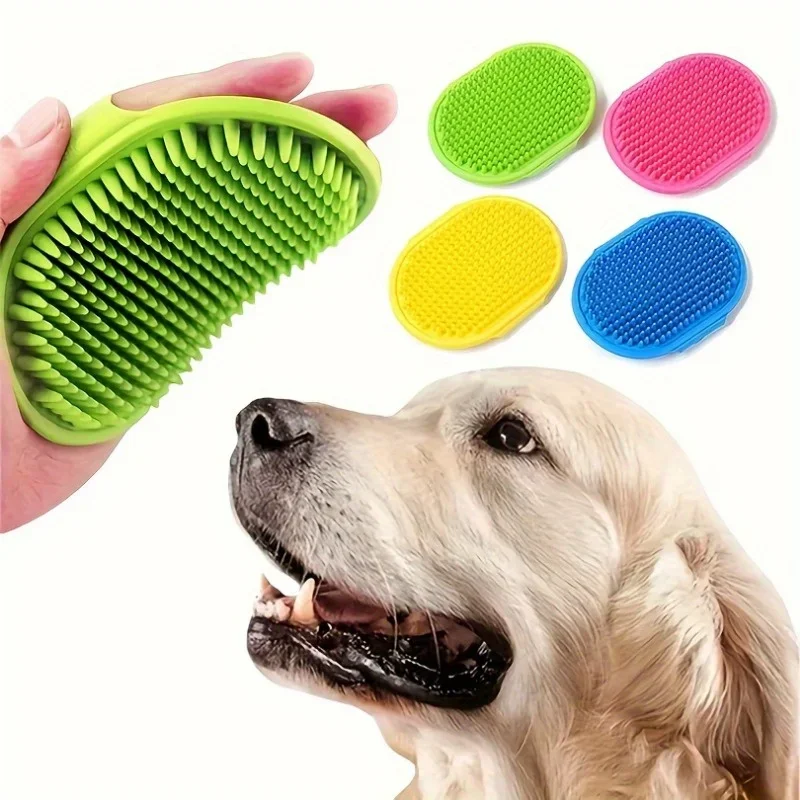 Pet Bath Brush Cat Dog Grooming Brush Silicone Massage Brush Adjustable Round Handle Pet Shampoo Brush Cleaning Comb Tool