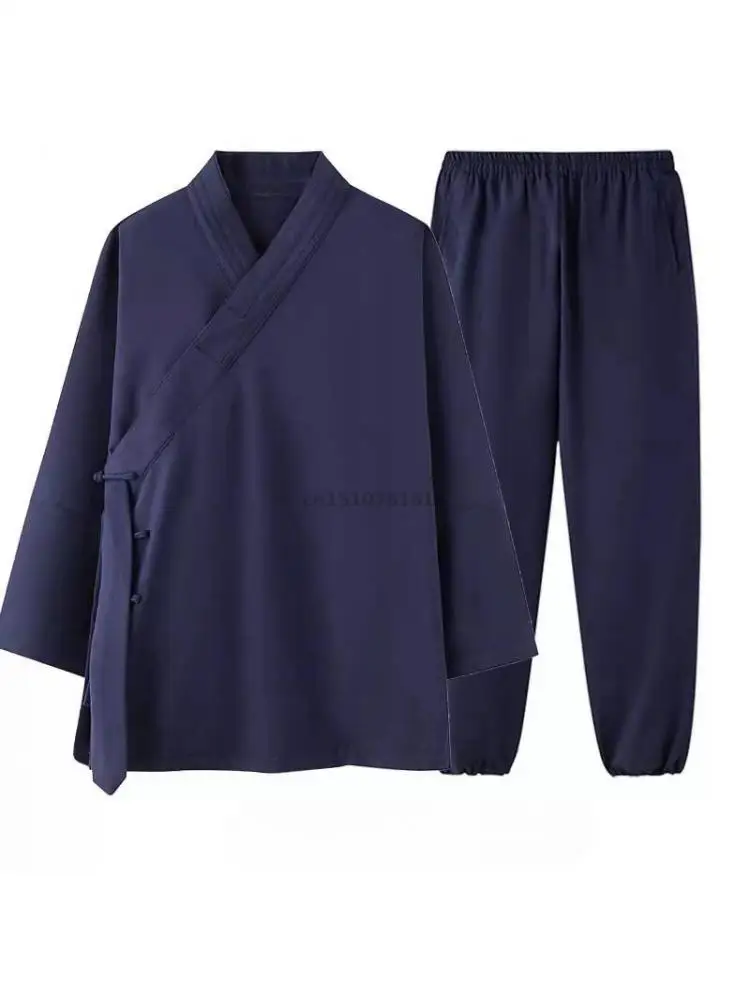 unisex-wudang-taoist-clothing-set-chinese-traditional-cross-collar-top-elastic-cuff-pants-tai-chi-uniform-martial-arts-practice