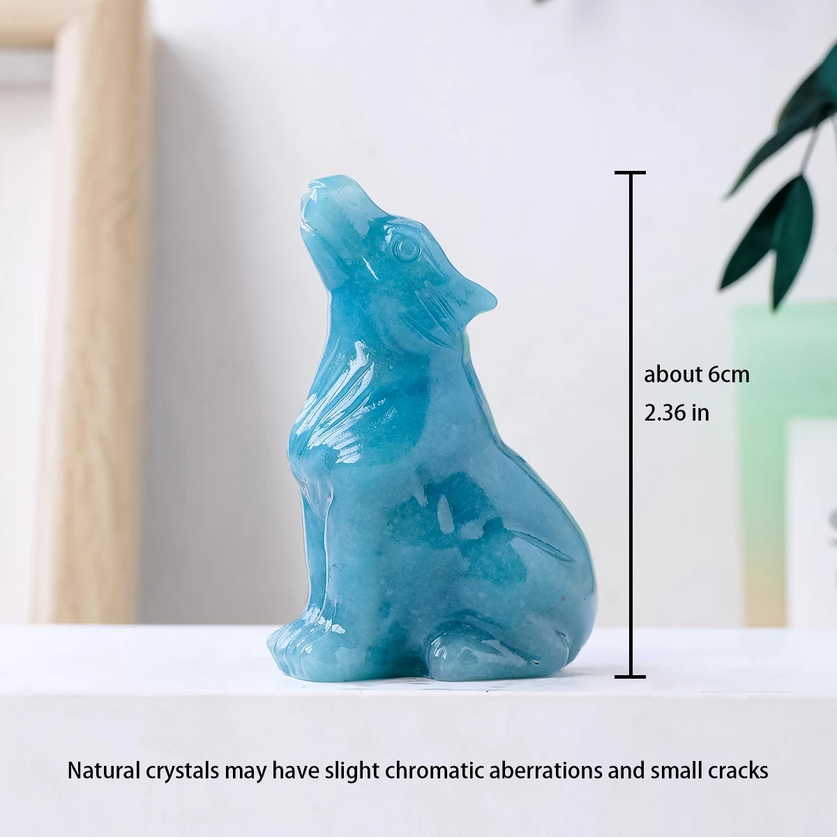 1PC Natural Crystal Energy Stone Carvings Trolleite Wolf Animal Figurines Gift Home Decoration Ornaments