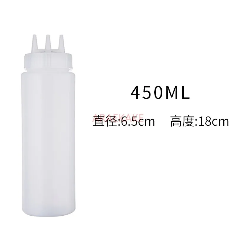 Three hole squeeze bottle sauce pot ingredient bottle seasoning squeeze sauce pot salad bottle jam bottle commercial pointed