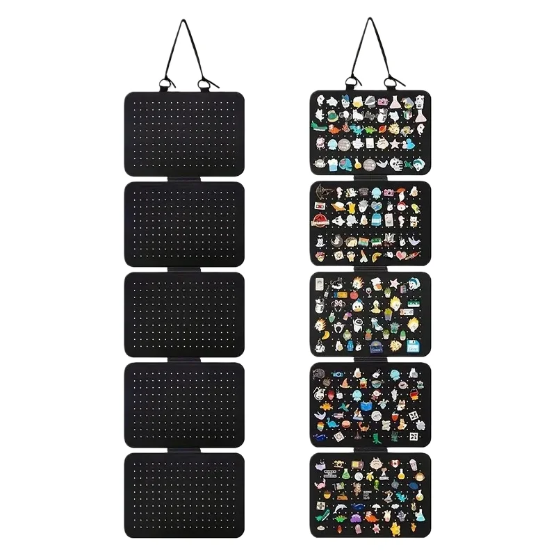 

5-layer Felt Jewelry Organizer Wall-Mounted Earring Storage Holder Detachable Large Capacity Brooches Showcase with Lanyard