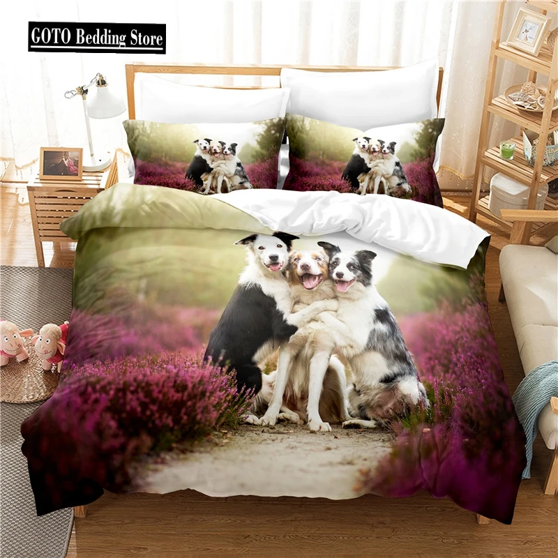 

Quality Cate Dog Bedding Set 140x210cm Quilt Cover Set Single Bed 2/3pcs Print Cartoon Animal Pillowcases Duvet Cover Full Size