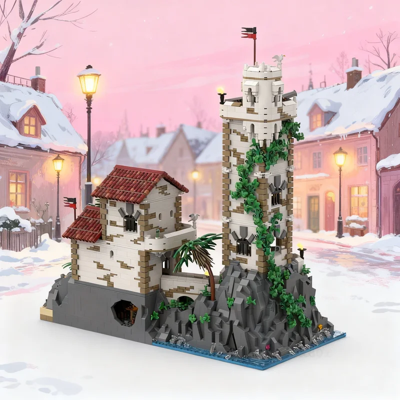 

5101 деталь MOC: Модель Пиратского поста и башни «Порт Саваж», конструктор, игрушки для строительства, рождественские подарки, кирпичики для детей