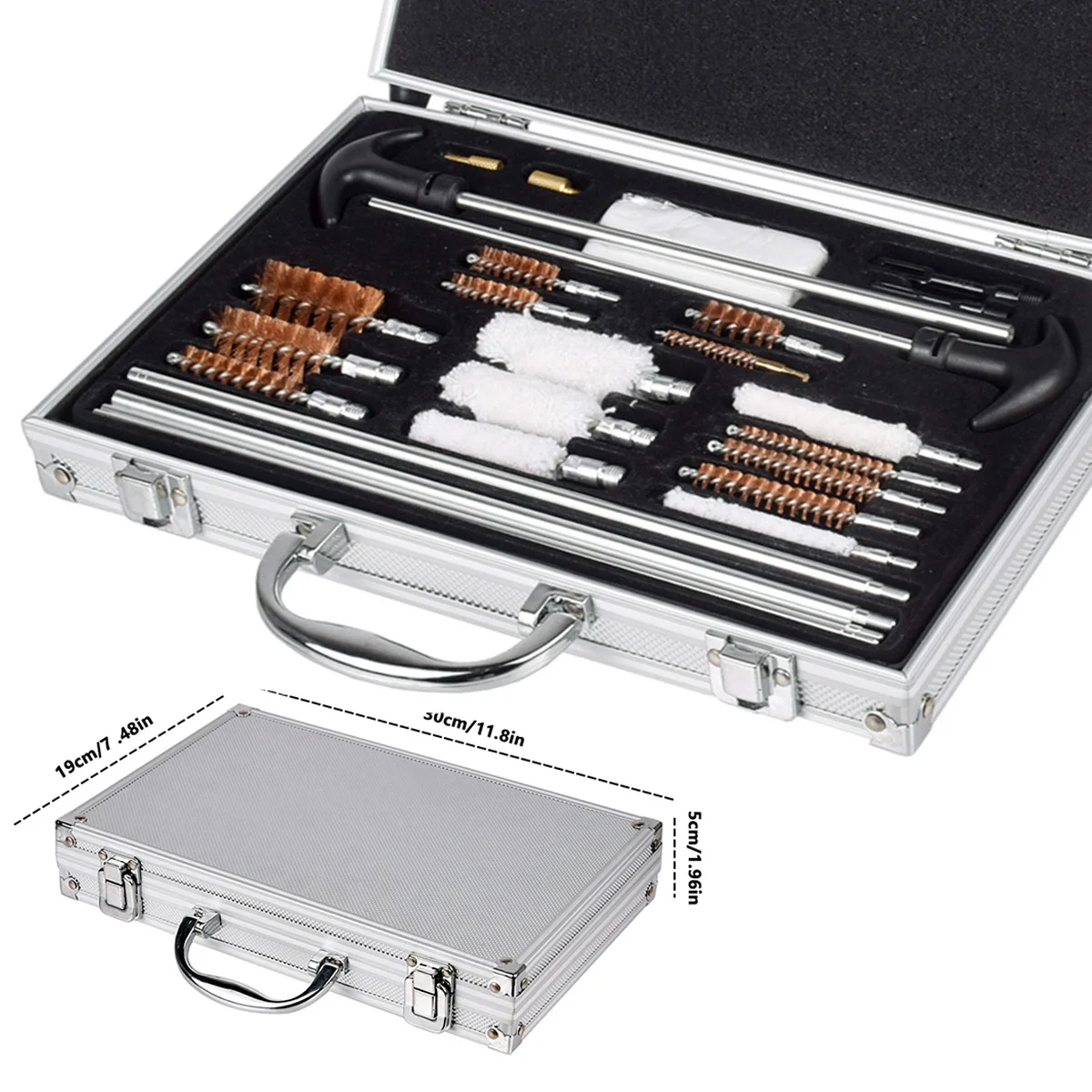 

27 PCS 9mm 12GA 20GA Universal Gun Cleaning Kit Brush Tool Cloth Professional Gunsmithing Set Tactical Gun Rifle Pistol Shotgun