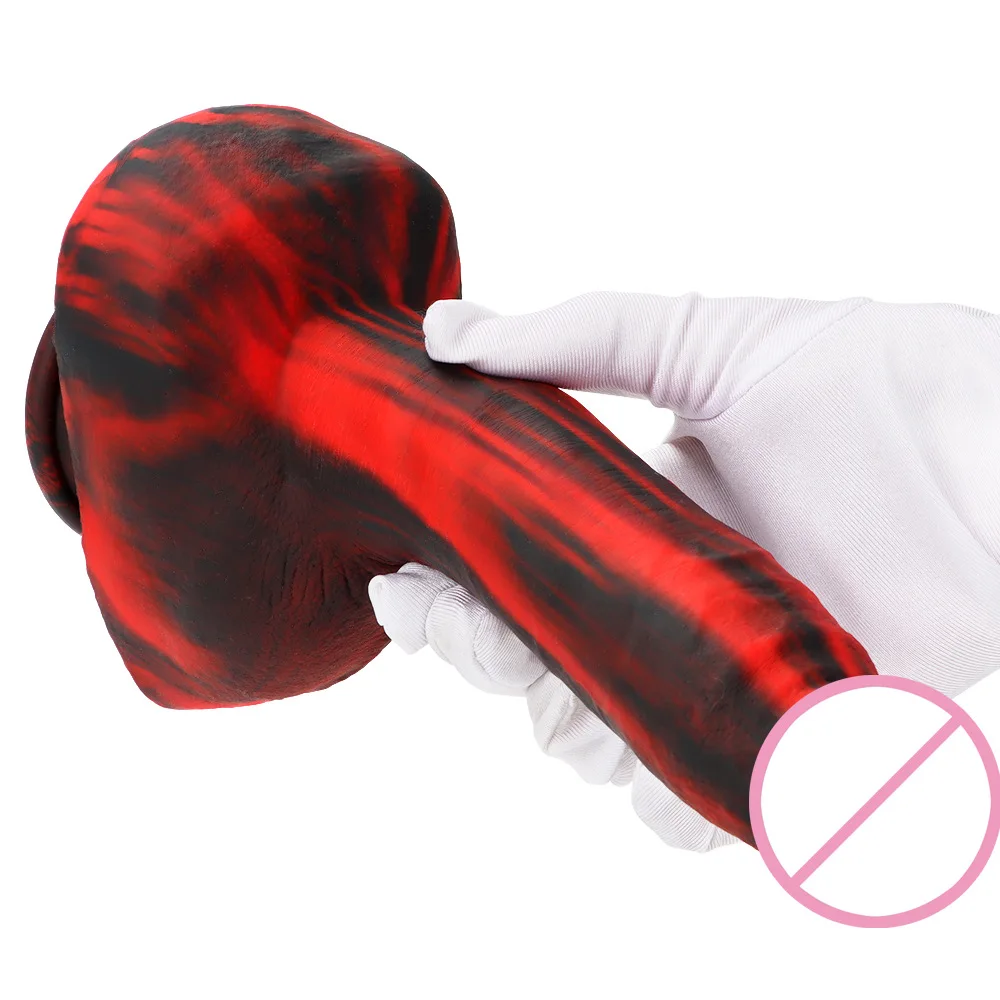 

masturbation machine mixed color black and red liquid silicone soft simulation of large penis dildo posterior court anal plug