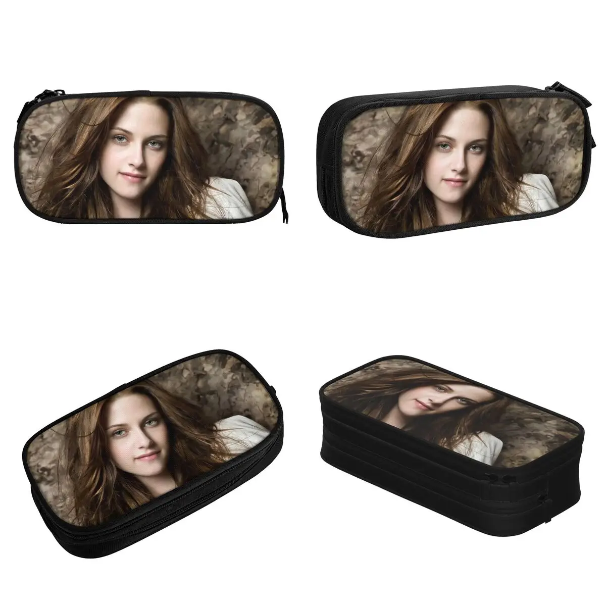 Kristen Stewart Pencil Case Creative The Twilight Saga Bella Pen Box Bags for Student Large Storage Office Zipper Pencilcases
