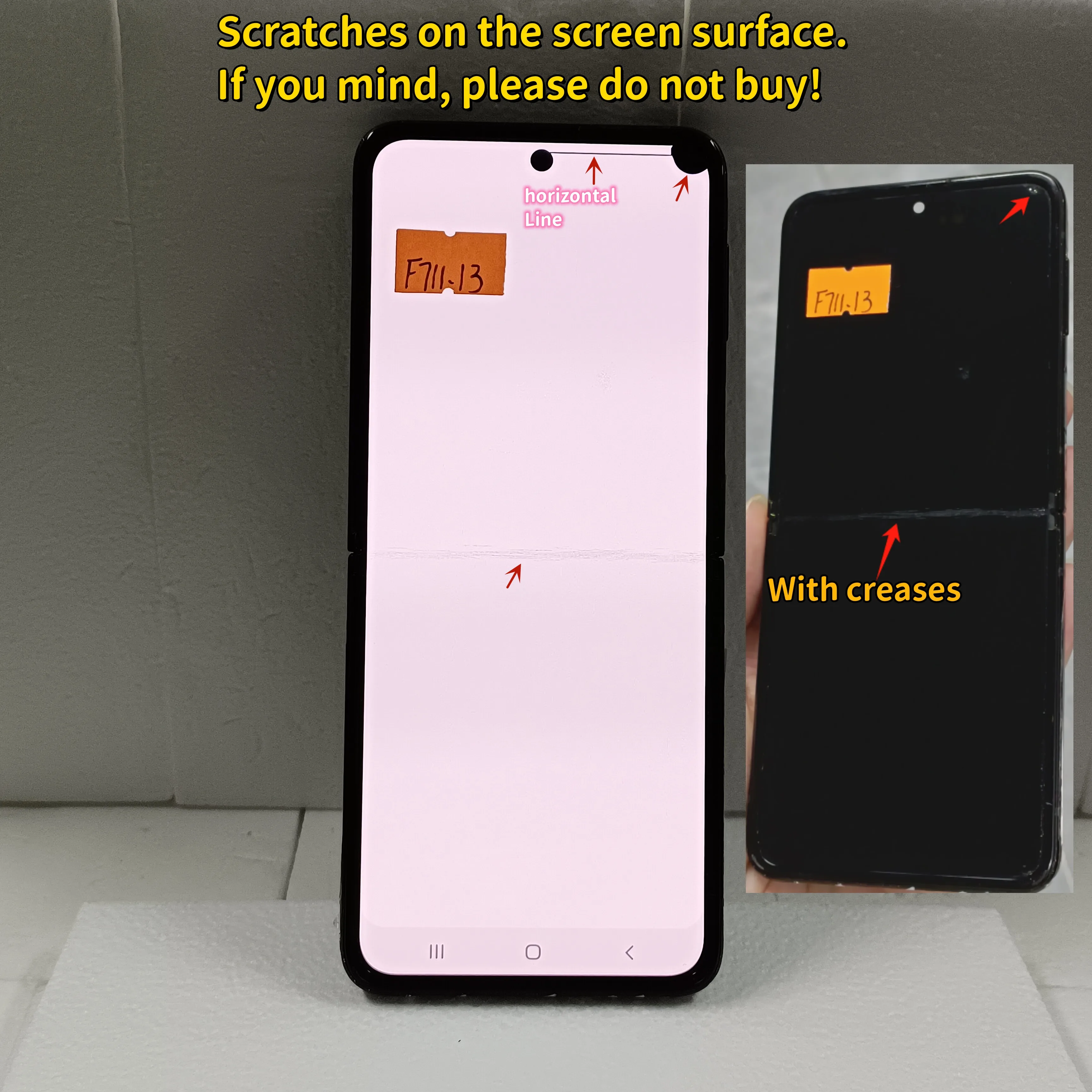 AMOLED For Samsung Galaxy Z Flip3 5G  F711 LCD Display Touch Screen Digitizer With Frame For Samsung Z Flip3 SM-F711B SM-F711U