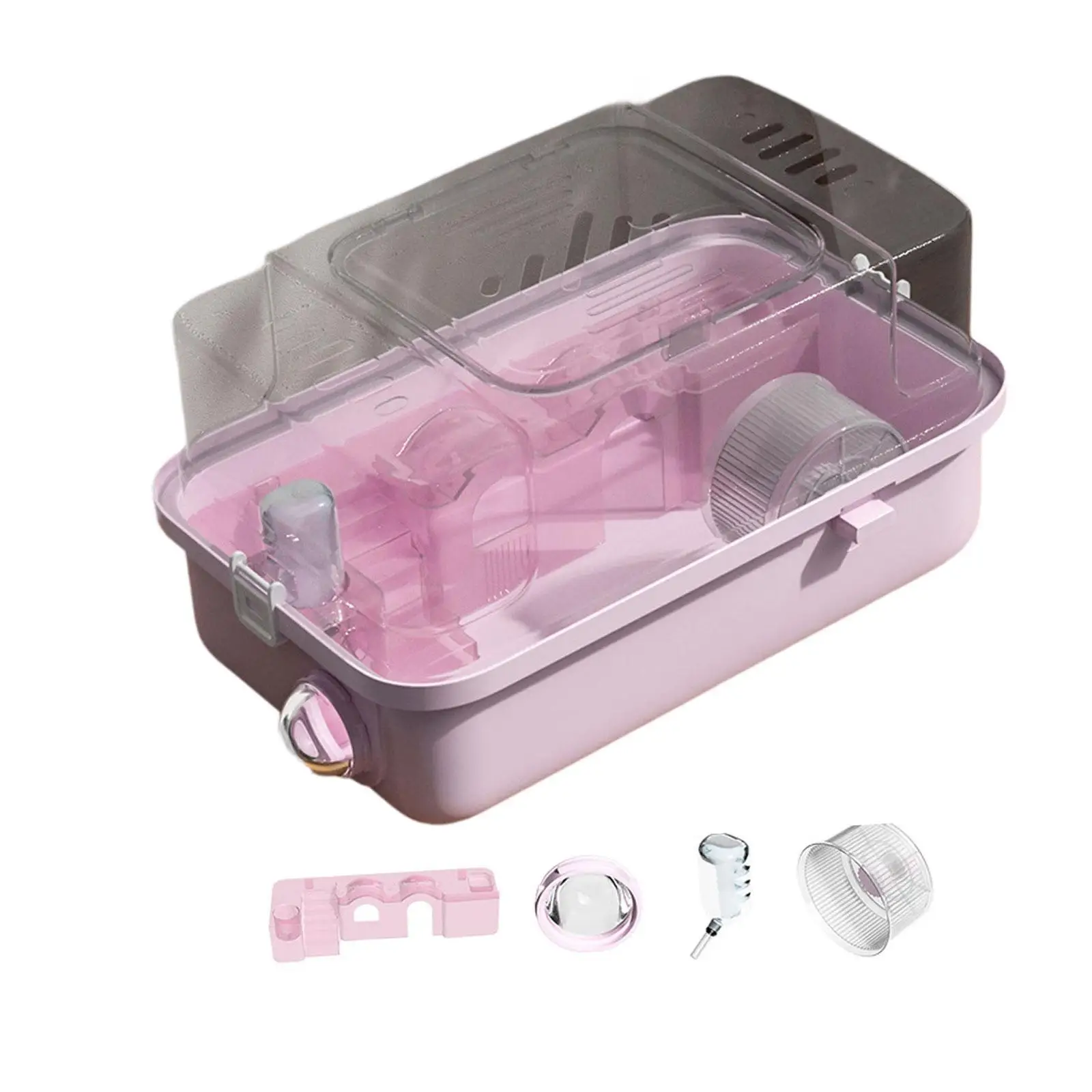 2 Layers Hamster Cage Breathable with Clear Lid Compact Multipurpose House Ventilation Openable Top Hamster Habitat for Rats