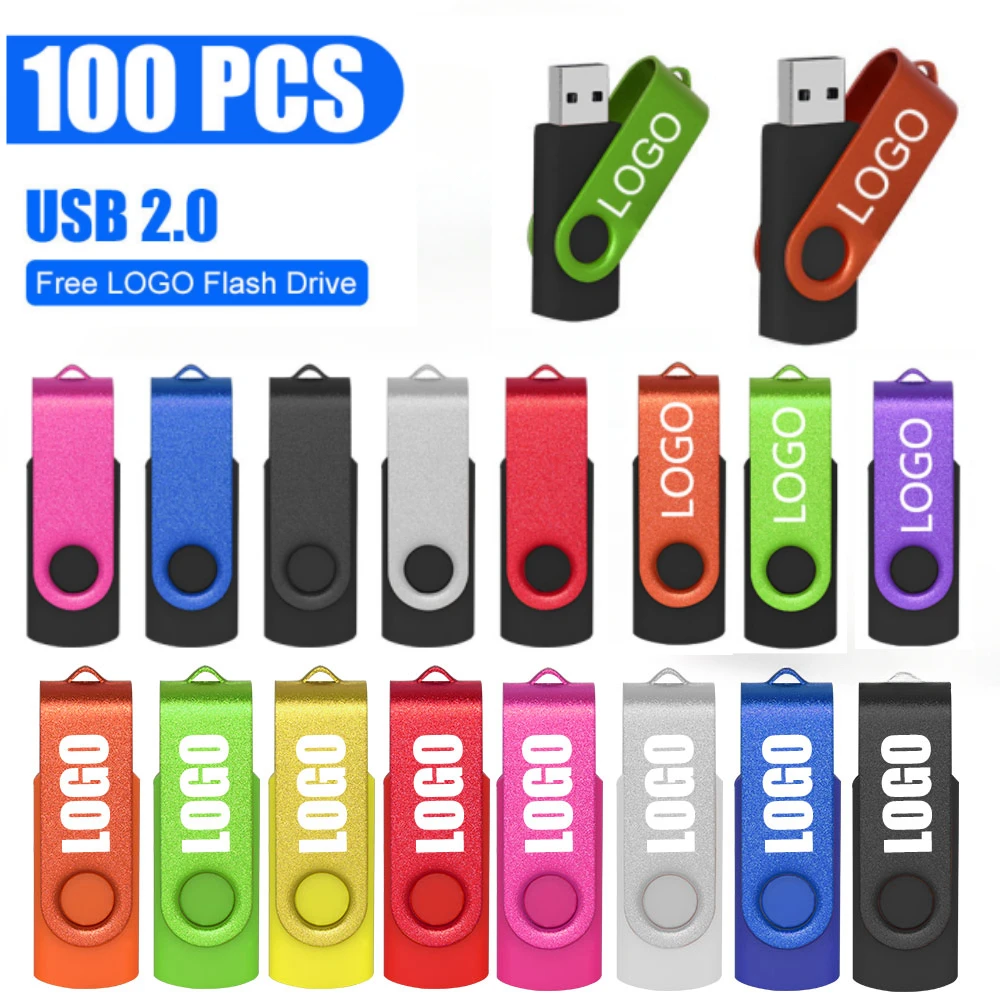 100ชิ้น/ล็อต COLOUR USB แฟลชไดรฟ์ขายส่ง2.0 1G 2G 4G 8G 16GB Memory Stick pendrive 32GB 64GB USB Stick Flash Disk Free Laser