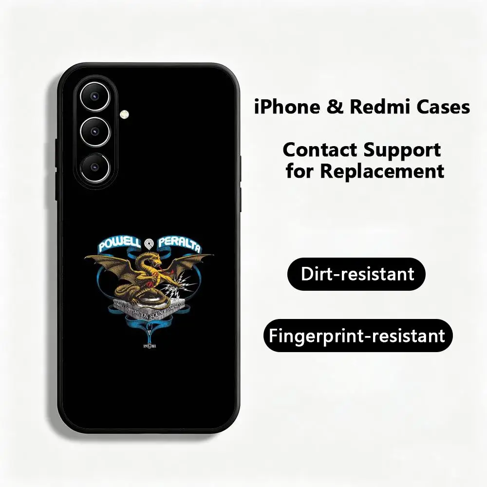 Hot fashion brands P-Powell-Peralta Phone Case For Samsung Galaxy S26 S25 S24 S23 S22 S21 S20 Plus Ultra Note20 Soft Black