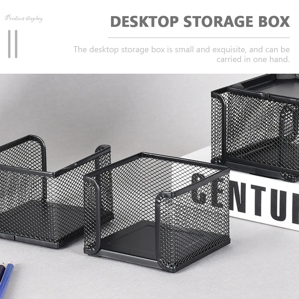 

2 Pcs Notepad Holders Memo Papers Case Rose Gold Desk ganiser Black Mesh Paperclip Holder Office Supplies Storage Box