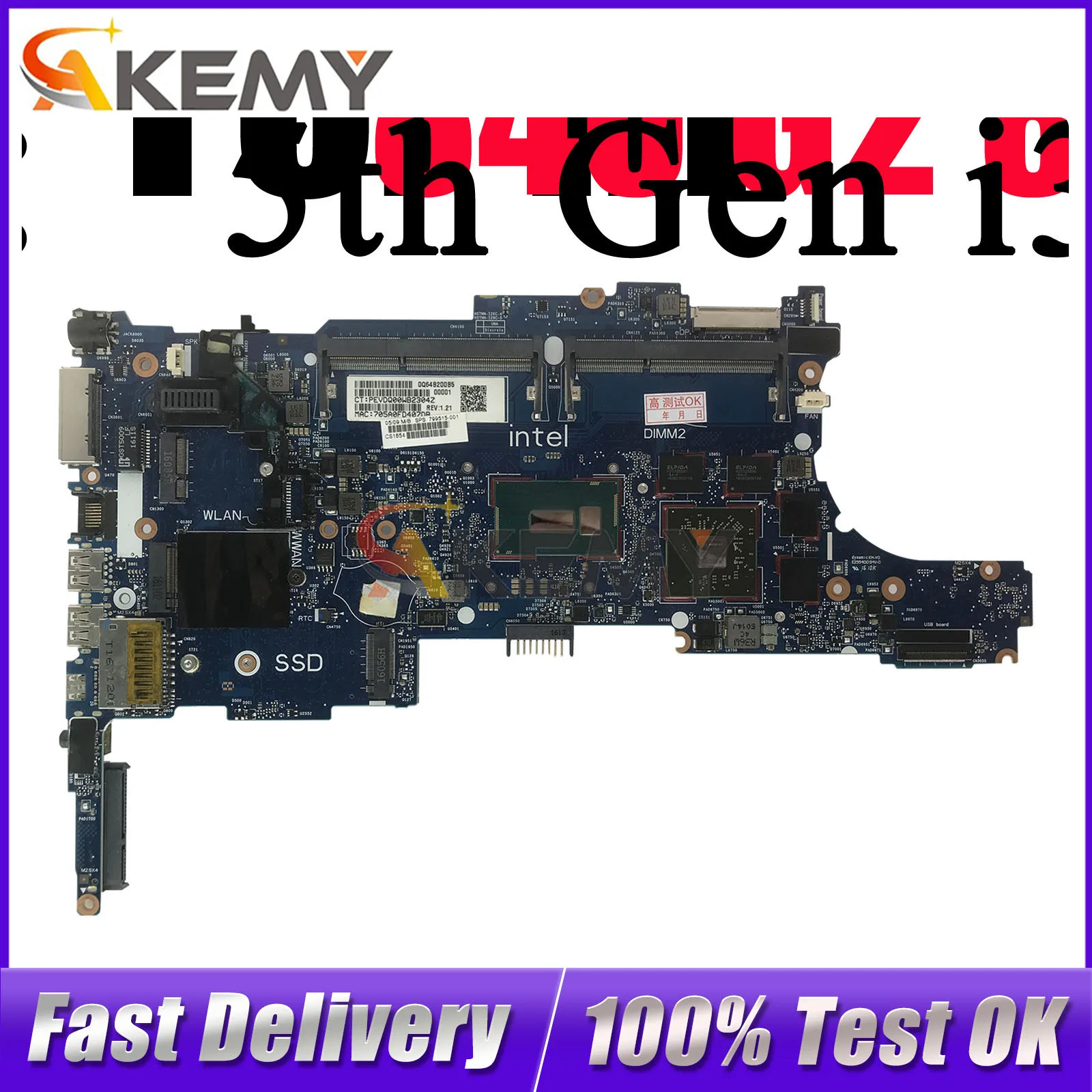 

6050A2637901 For HP EliteBook 840 G2 850 G2 Laptop Motherboard With i5 i7 5th Gen CPU 216-0855009 799510-601 100% Fully Tested