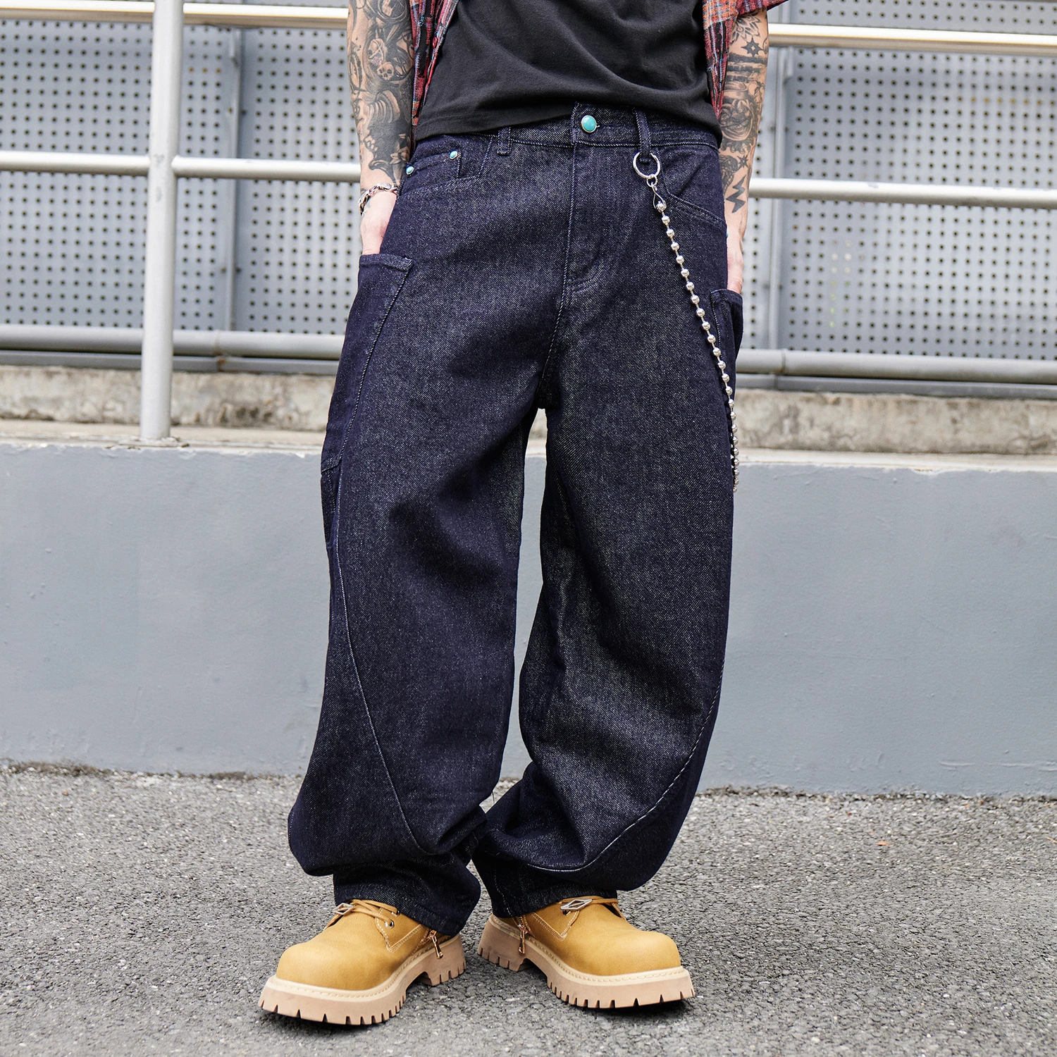 

Men Denim Streetwear Fashion Brand Hip Hop Loose Casual Wide Leg Cargo Harem Jeans Pant Cityboy Y2k Baggy Jeans Trousers