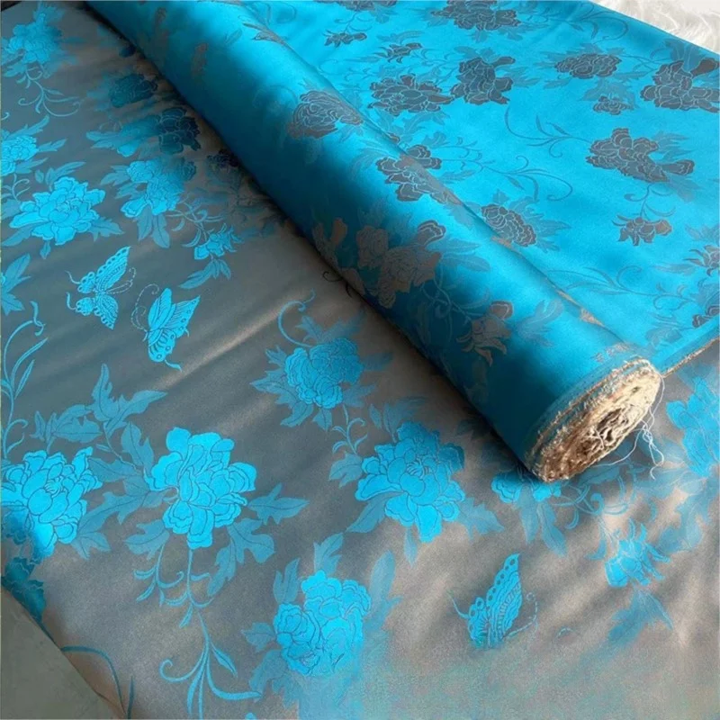

Jacquard satin cheongsam Hanfu silk fabric Summer clothing dress