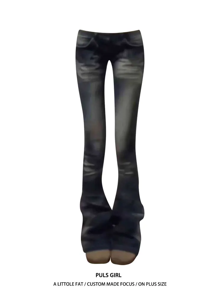 

Low Waist Bell Bottom Embroidered Washed Denim Jeans Women's plus Size Casual Style Slim Fit Long Pants Spring 2026 New Arrival