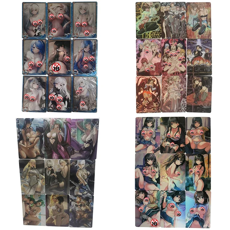 9Pcs/set Sexy Anime Girl Card Bible Black-La Noche De Ashe Tornado 2B Oryou Azur Lane Atago Chapayev Game Collection Cards Toyss