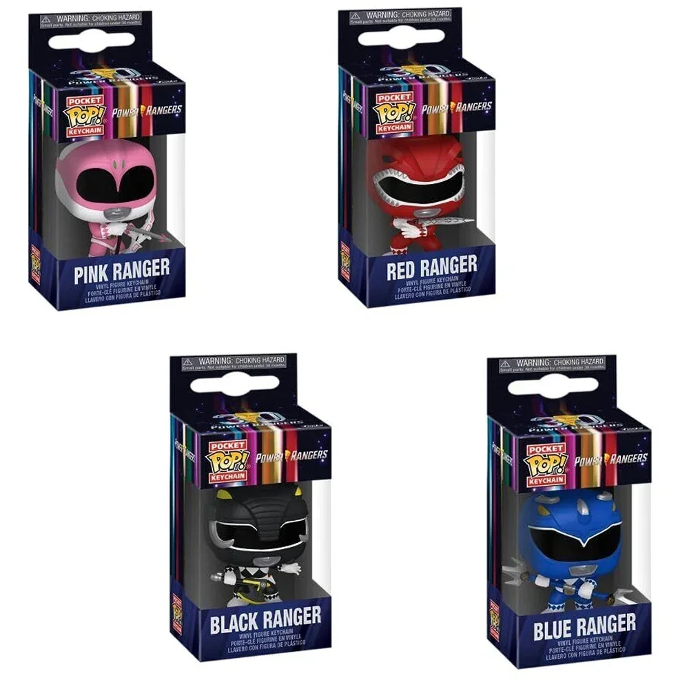 Hot POP Keychain Kpop POWER RANGERS Cartoon Red RANGERS Black RANGERS Pocket Pop Keychain Vinyl Action Figure Collection Toys