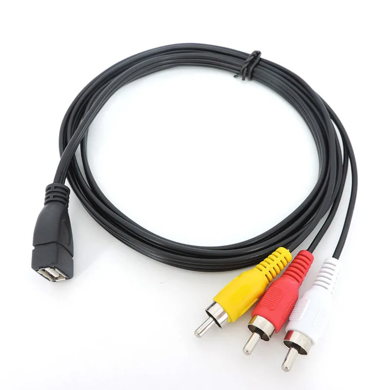 1.5m USB A Female to 3 RCA 3Rca male converter plug to usb AV Video power connector Cable WIRE extend PC TV Audio adapter W1