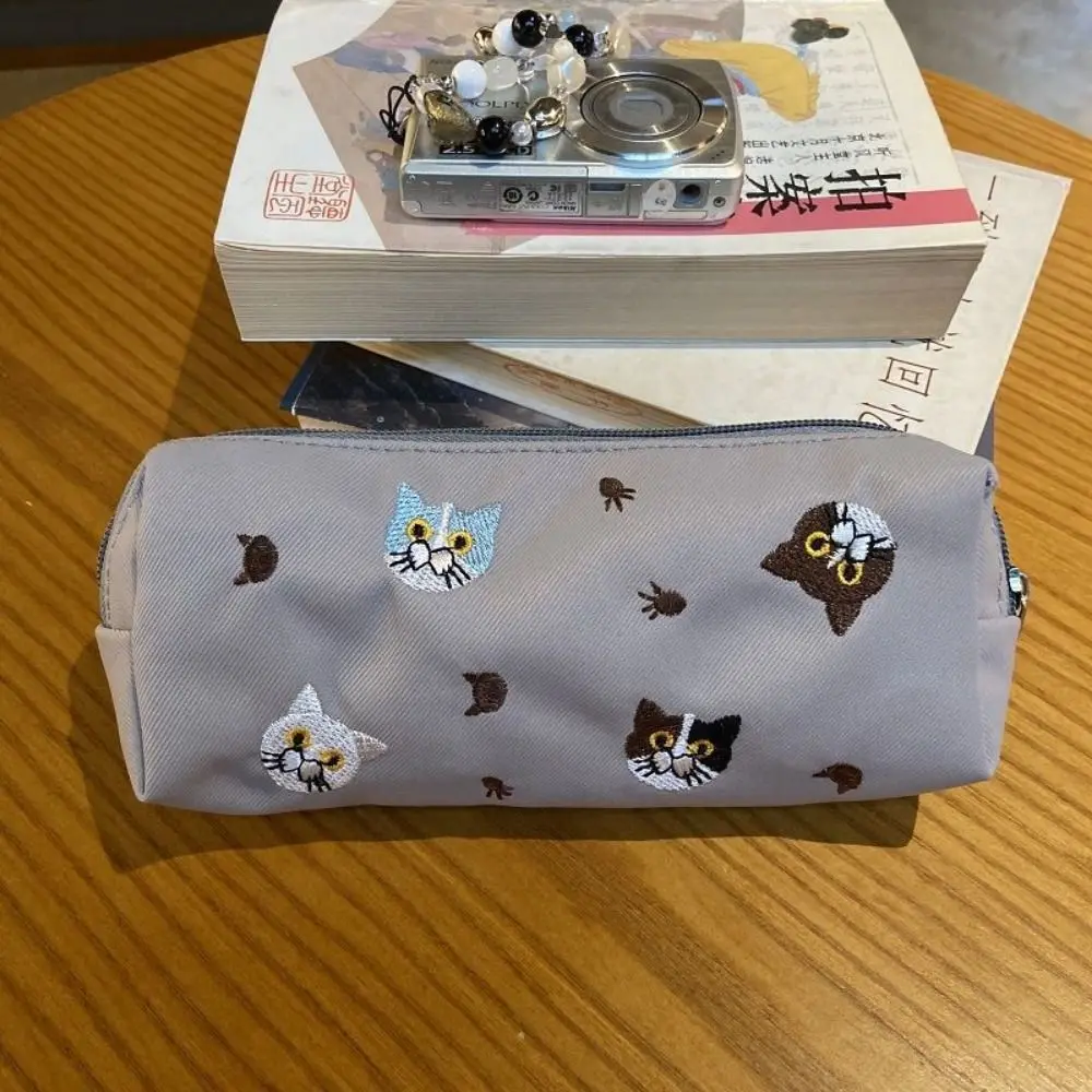 Creative Cat Pencil Case Kawaii Cat Printed Cute Zipper Pencil Pouch Durable Household Cartoon Pencil Box Desktop Organizer