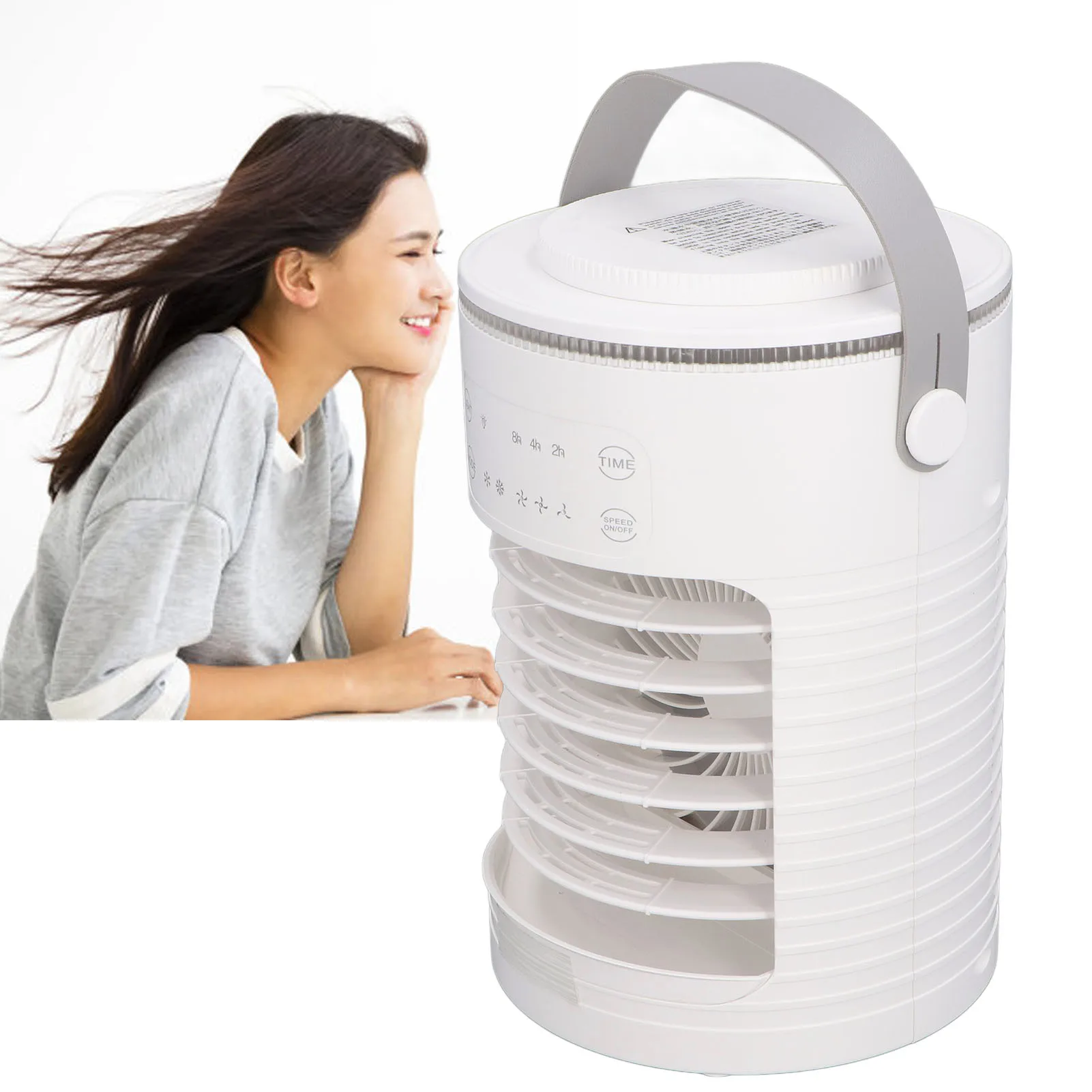 

Настольный охлаждающий вентилятор, 3 скорости ветра, 2 распыления тумана, регулировка угла, водонепроницаемый портативный настольный вентилятор, увлажнитель с красочным светом