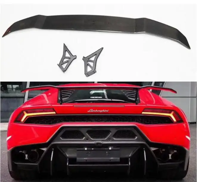 V Style Real Carbon Fiber Car Rear Wing Trunk Lip Spoiler For Lamborghini Huracan LP580 LP610 2014 2015 2016 2017 2018 2019 2020