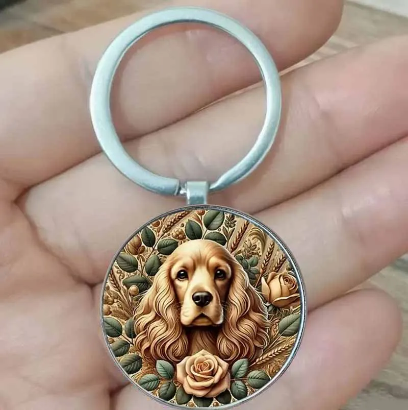 Модный-брелок-с-золотым-дизайном-ретривера-—-круглый-брелок-из-стеклянного-сплава-сплав-цинка-идеально-подходит-для-украшения-автомобиля-свадьбы