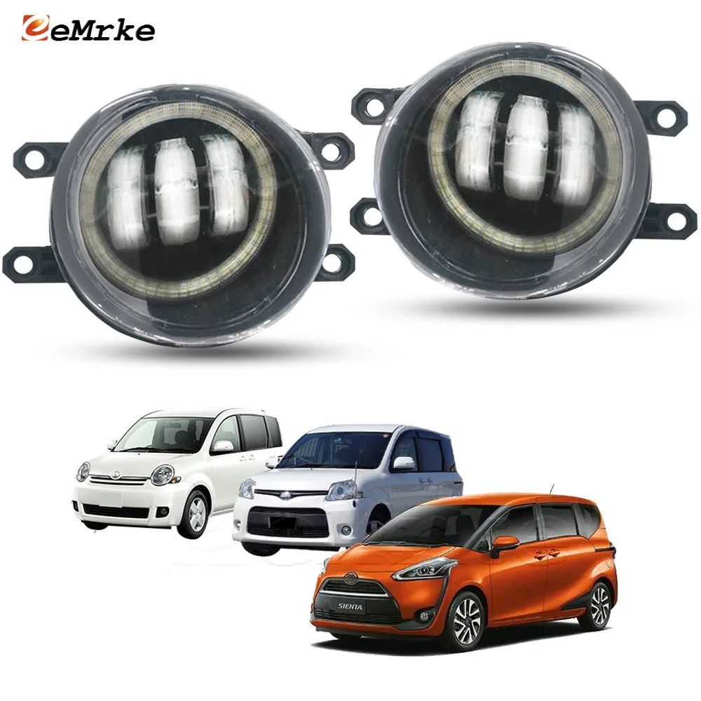 Led Fog Lights PTF for Toyota Sienta NCP8_ XP170 2007 2008 2009-2016 2017 2018 with Lens Angel Eyes Ring Driving Lamp Car DRL