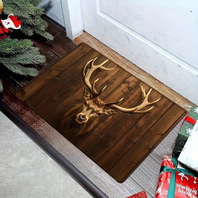 سجادة أرضية من الفلانيل غير قابلة للانزلاق، نمط الحبوب الخشبية والغزلان، لغرفة المعيشة، غرفة النوم، المطبخ، غرفة الغسيل، المنزلية، التجارية #3