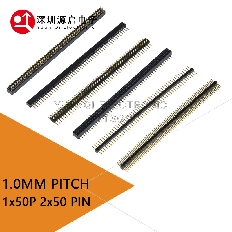 1.0mm Pin Header Connector Single Double Row 1*50P 2*50P SMD SMT Male Female Header Straight Pin Right Angle R/A Socket 1X50pin