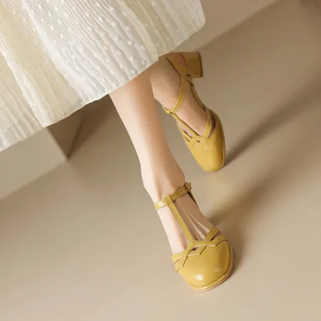 Slingback Low Heels Sandals Women Summer Shoes 2024 Close Toe White Heeled Office Dress Pumps Shoes Ladies Comfortable