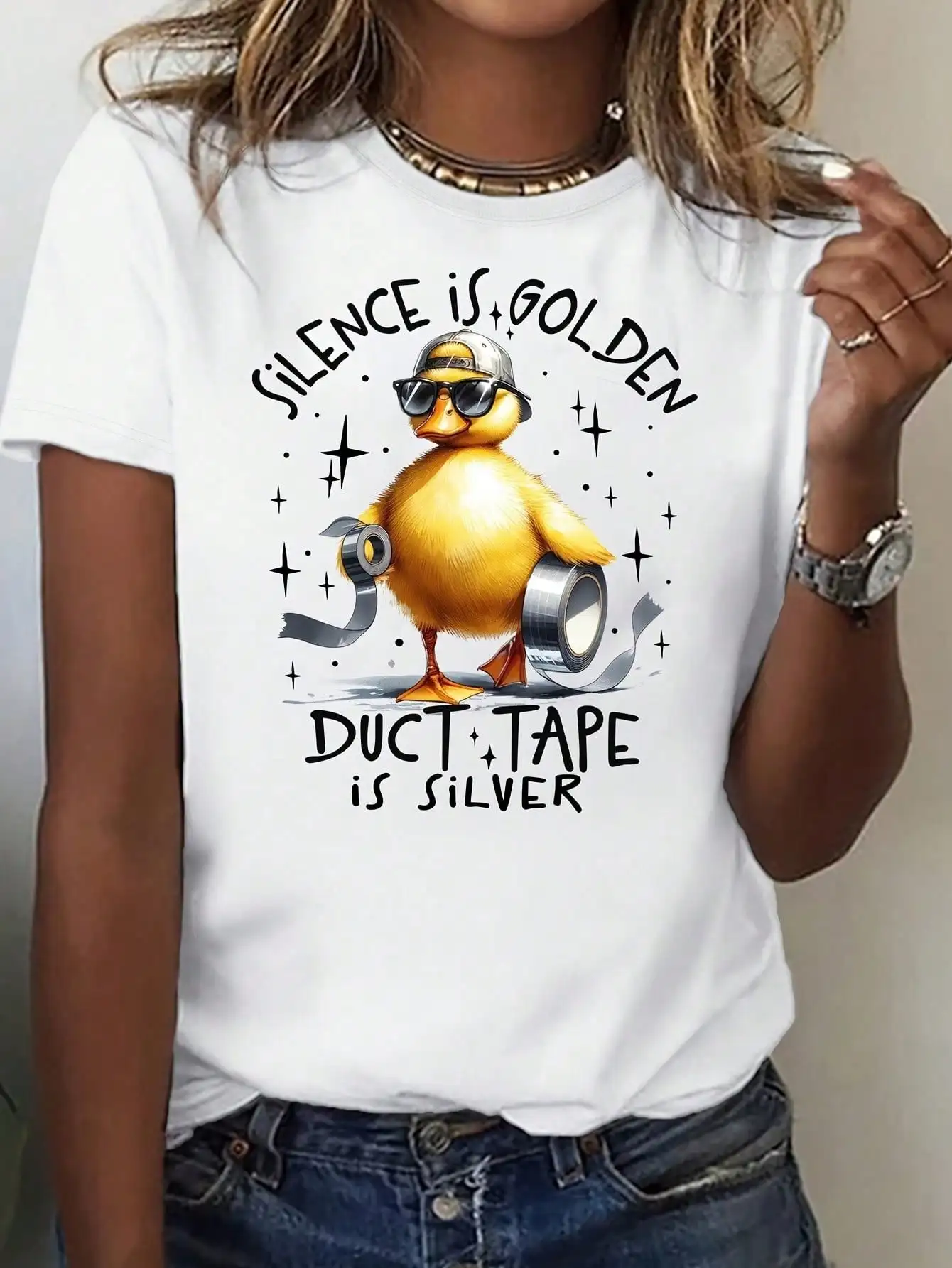 

Женская футболка с короткими рукавами Silence Is Golden с саркастической цитатой – и удобная для годовых видов
