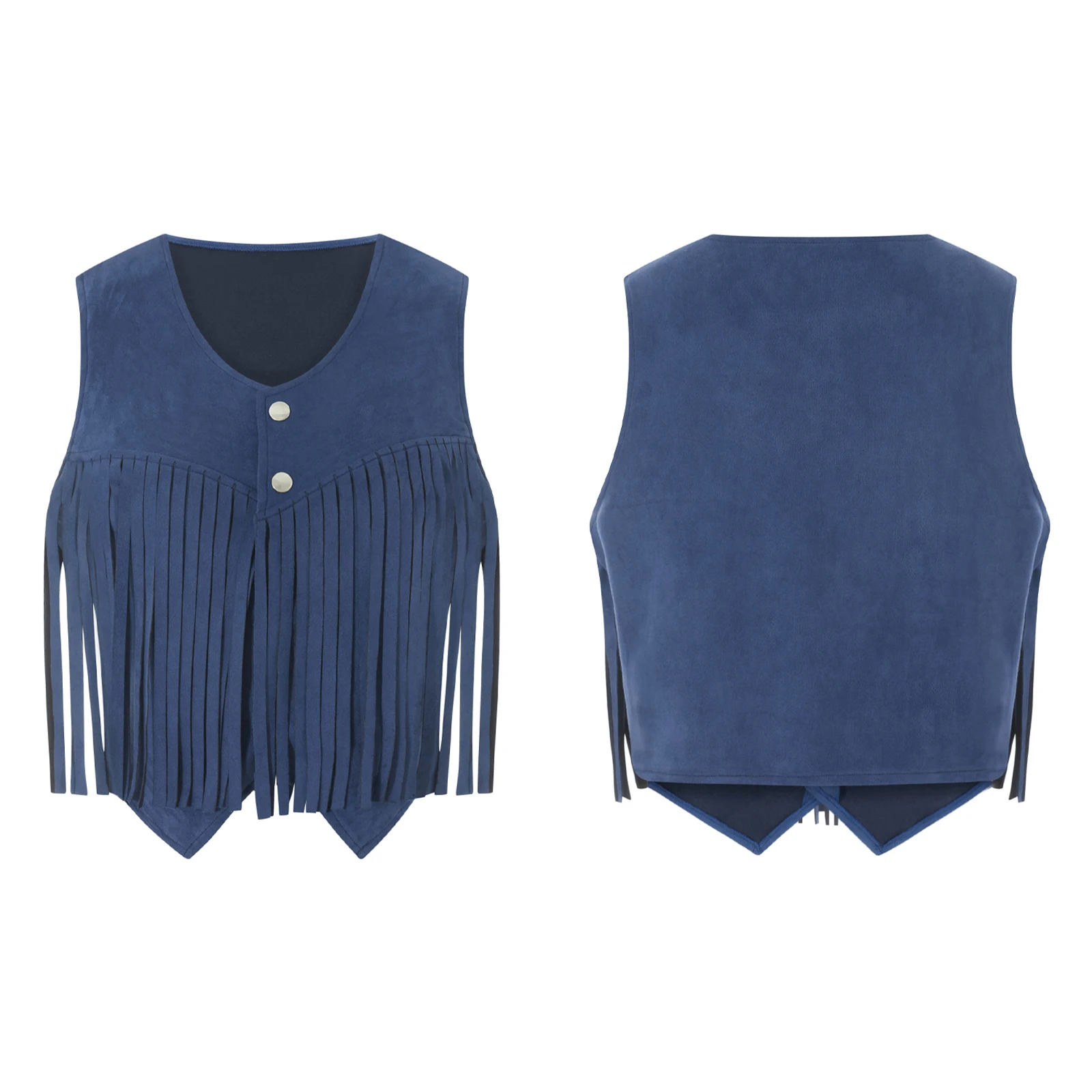 Casual Solid Color Hippie Crop Jacket Women Front Button Sleeveless Tassel Suede Vests Retro Waistcoat Female Tops Streetwear