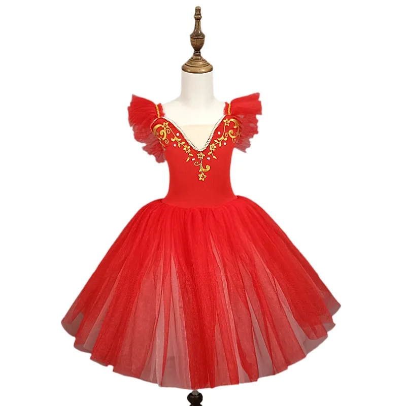 Falda de ballet para niños, falda de princesa, traje de baile de cygnet, vestido de baile, traje de rendimiento de grupo, ropa de entrenamiento