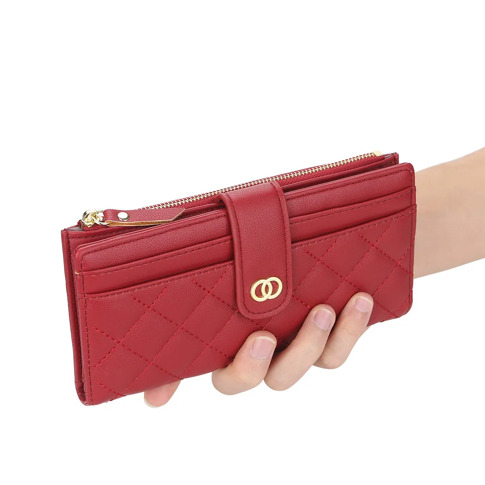 

Zipper Money Coin Purse Women Hasp Card Holder Long PU Leather Clutch Wallet Large Capacity Phone Bag Red Pink Wallets for Women