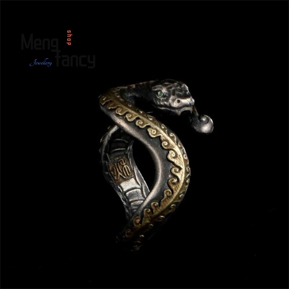 

New Zodiac Snake Simple Elegant High-grade Ring Retro Do Old Personality Couple Exquisite Handicraft Best Selling Holiday Gifts