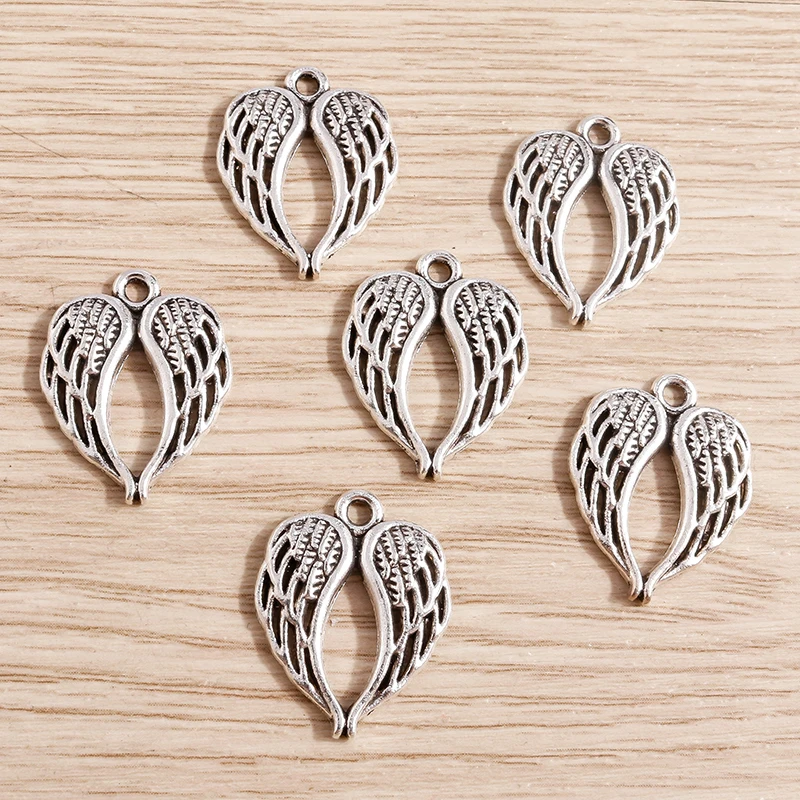 

20pcs 17x22mm Cute Alloy Wing Charms Pendants for Jewelry Making Drop Earrings Necklaces Bracelets DIY Crafts Accessories