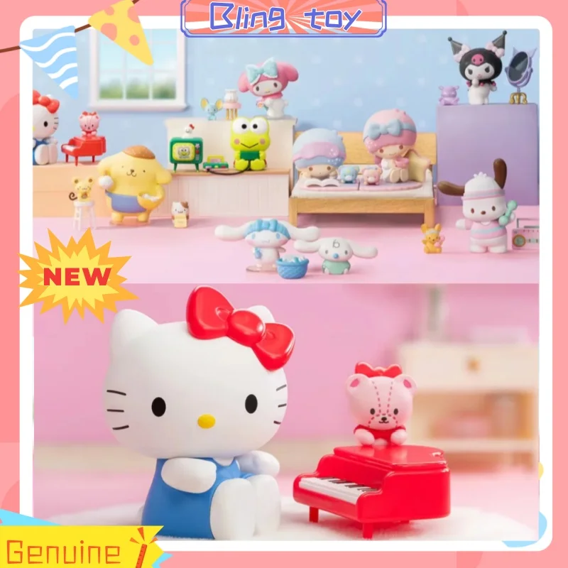 

New In Stock Sanrio Family Home Time Series Blind Box Kuromi Pochacco Trendy Toy Doll Cute Desktop Ornament Girl Birthday Gift