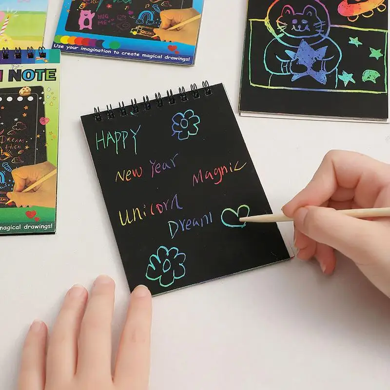 Artes do risco-Caderno Craft, Sketchbook criativo, papel dos desenhos animados, ferramenta DIY Graffiti, favor do partido do risco do arco-íris, papel do miúdo, 10pcs