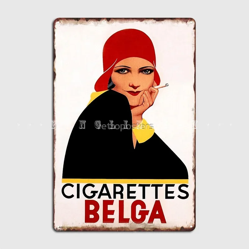 Cigarettes Belga Art Deco Advertising Belgian Tobacco Cigar Vintage Poster Metal Plaque Plaques Cinema Tin Sign Poster