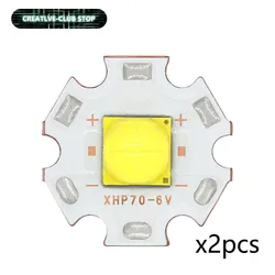 オリジナルの高出力LED懐中電灯ビーズ,銅,PCB, 6v,12v,6000k-6500k,20mm, 30w,xhp50.2,xhp70.2,2個