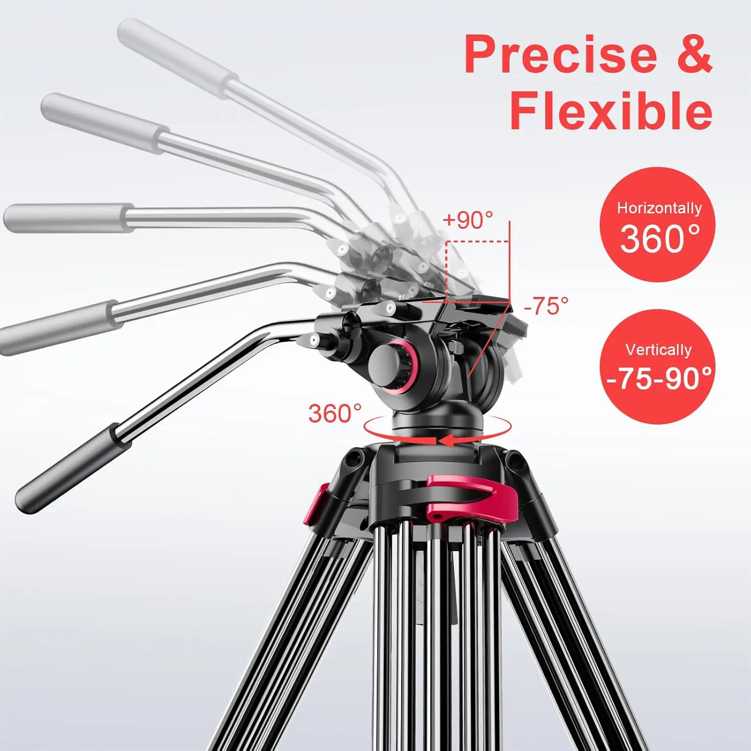 Heavy Duty Tripod for Camera,Video Tripod with Fluid Head,Aluminum Heavy Duty Tripod