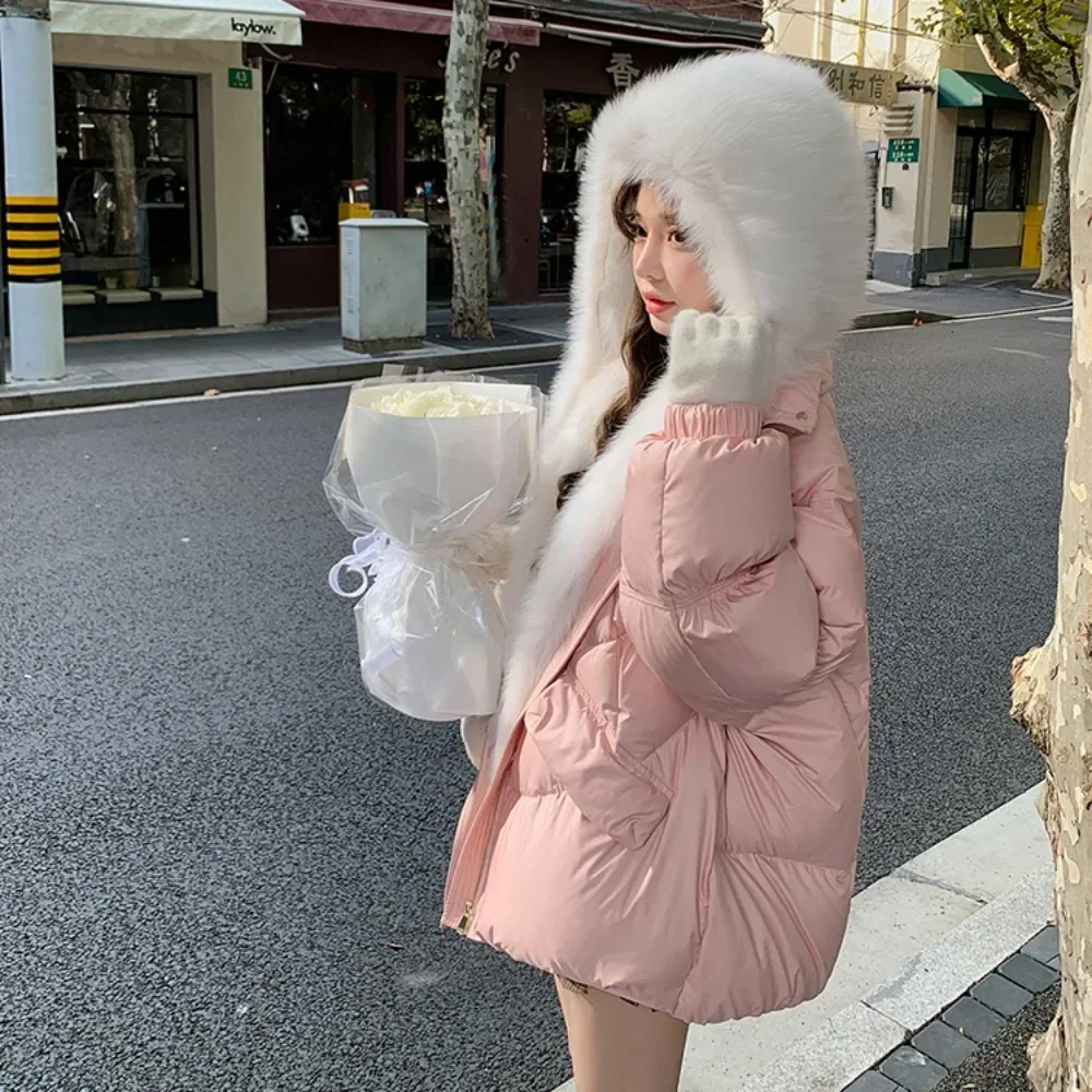 2024 New Winter Detachable Real Fox Fur Jacket White Goose Down Coat Women Warm Full Fox Fur Hooded Fashion Casual Down Coat