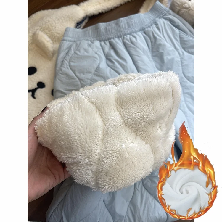 بنطلون شتوي متين مبطن من Thiened Fce عالي الخصر مرن مستقيم الساق سروال كاجوال دافئ Sle كوري